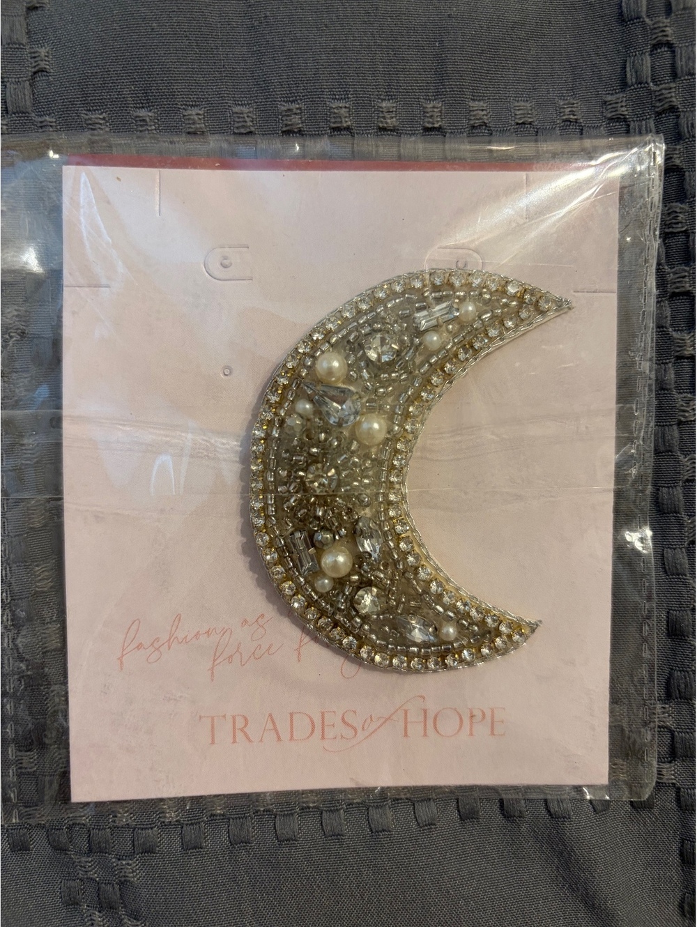 Trades of Hope Crescent Moon Beaded Brooch Pin